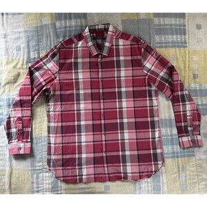 Alfani Red Slim Fit Long Sleeve Button Down Collard Shirt Mens Sz XXL